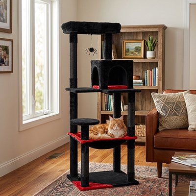 Arbre a chat design multi niveaux jouet suspendu