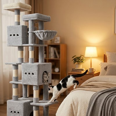Arbre à Chat gris clair muti niveaux