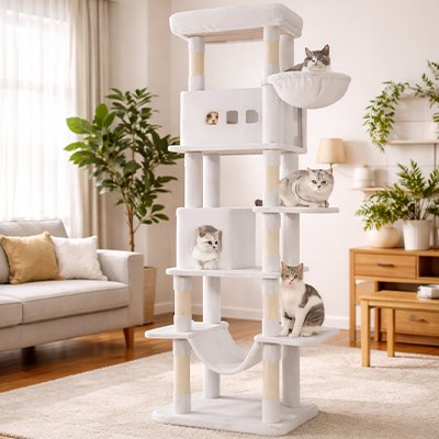 Arbre à Chat xxl blanc grand et moderne