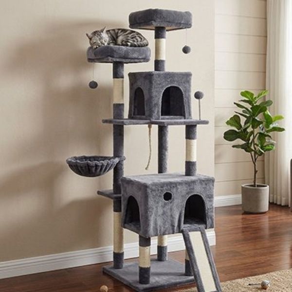 arbre a chats deux plateformes douillettes multi niveaux