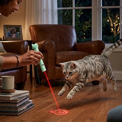 chat bondit sur motif laser chat vert