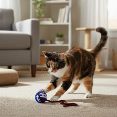 chat joue avec balle pour chat bleu