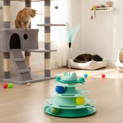chat roux observe jeux chat tour vert