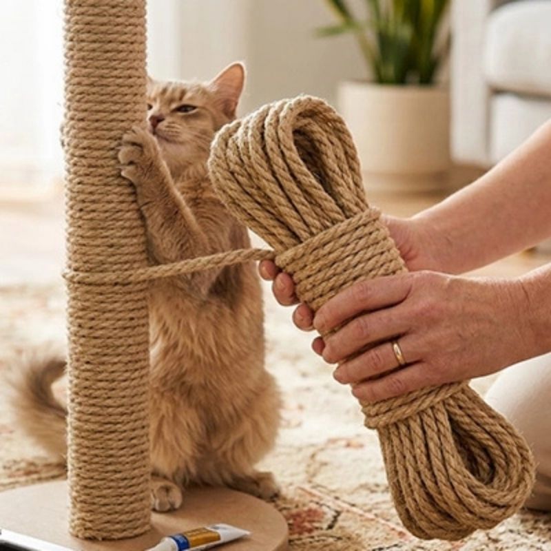 corde arbre a chat enroulée sur poteau