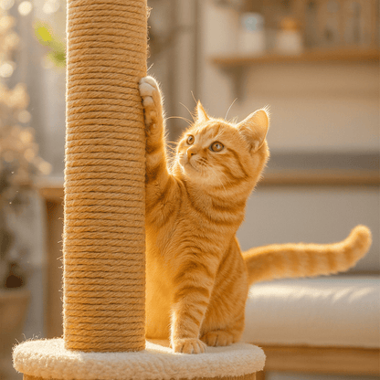 corde arbre a chat lin enroulee sur arbre a chat