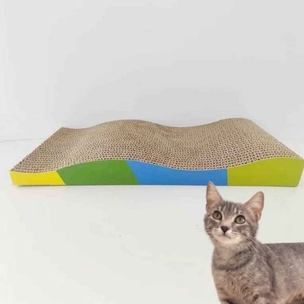 griffoir en carton pour chat multicolore félin