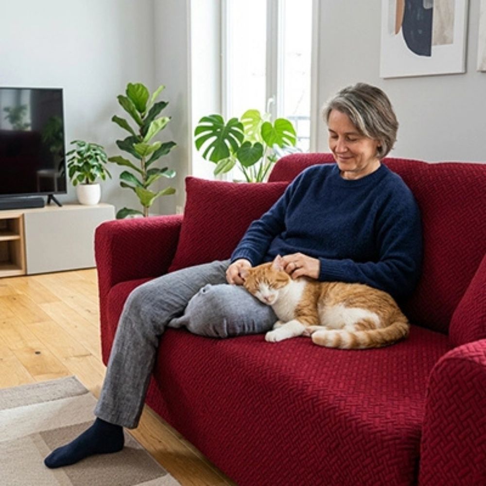 housse protection canapé chat rouge