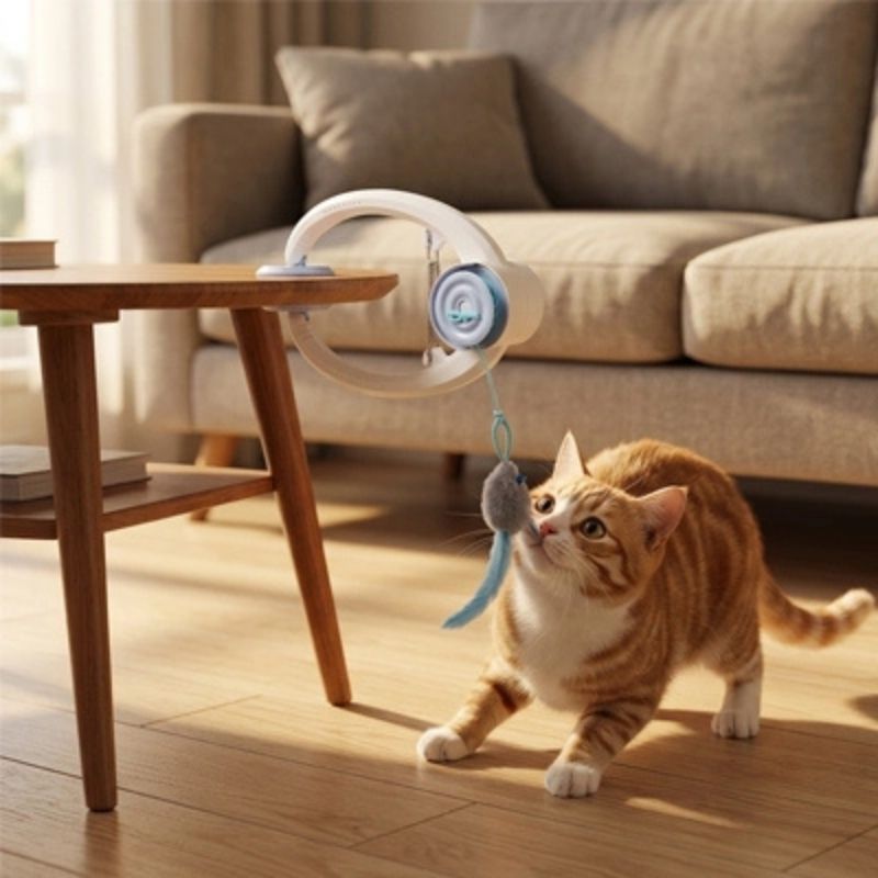 jouet interactif chat rétractable