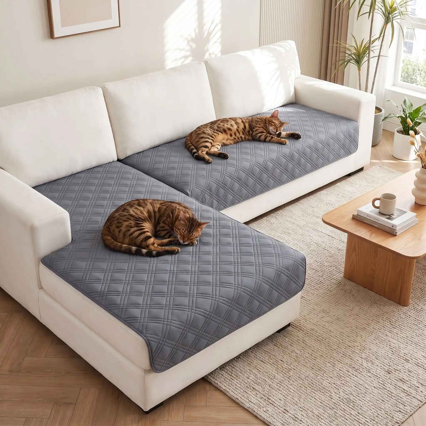protection canapé chat imperméable gris foncé